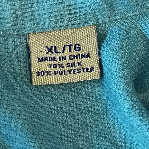 Tommy Bahama short sleeve button down turquoise men's XL silk blend lightweight - Picture 6 of 14